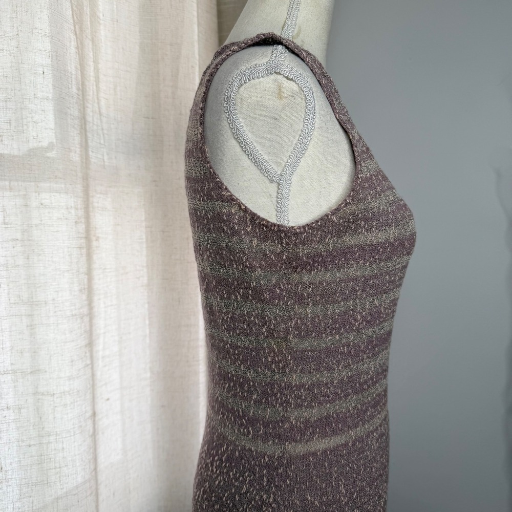 Laura Yang 70s Vintage Mod Swing Dress Purple Knit Eyelet Women's Size Medium - Picture 2 of 11